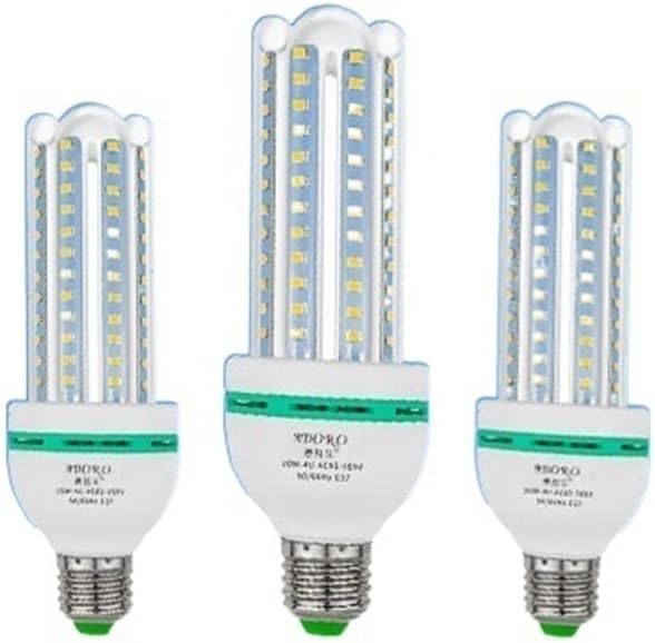 Pack de 20 bombillas LED E27 de 40 W - Luz blanca fría con LED 2835 SMD - Diseño tipo U para iluminación del hogar - Alimentación de 85 a 265 V