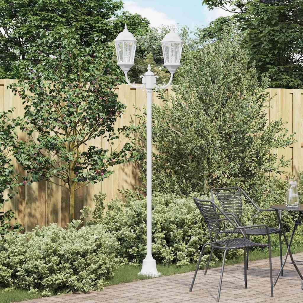 Luz de jardín exterior de 235 cm - Aluminio y cristal blanco de 68 x 20 x 235 cm - Peso de 7,27 kg - Para jardín terraza caminos y espacios exteriores