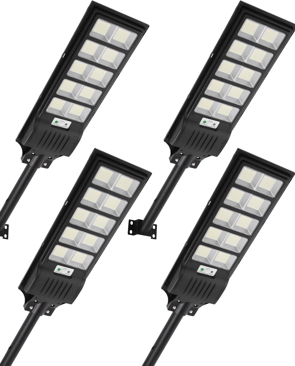 Sararoom pack de 4 farolas solares - 500 W y luz fría de 6500 K - Sensor de movimiento mando a distancia y protección IP65 - Para camino terraza patio garaje y exterior