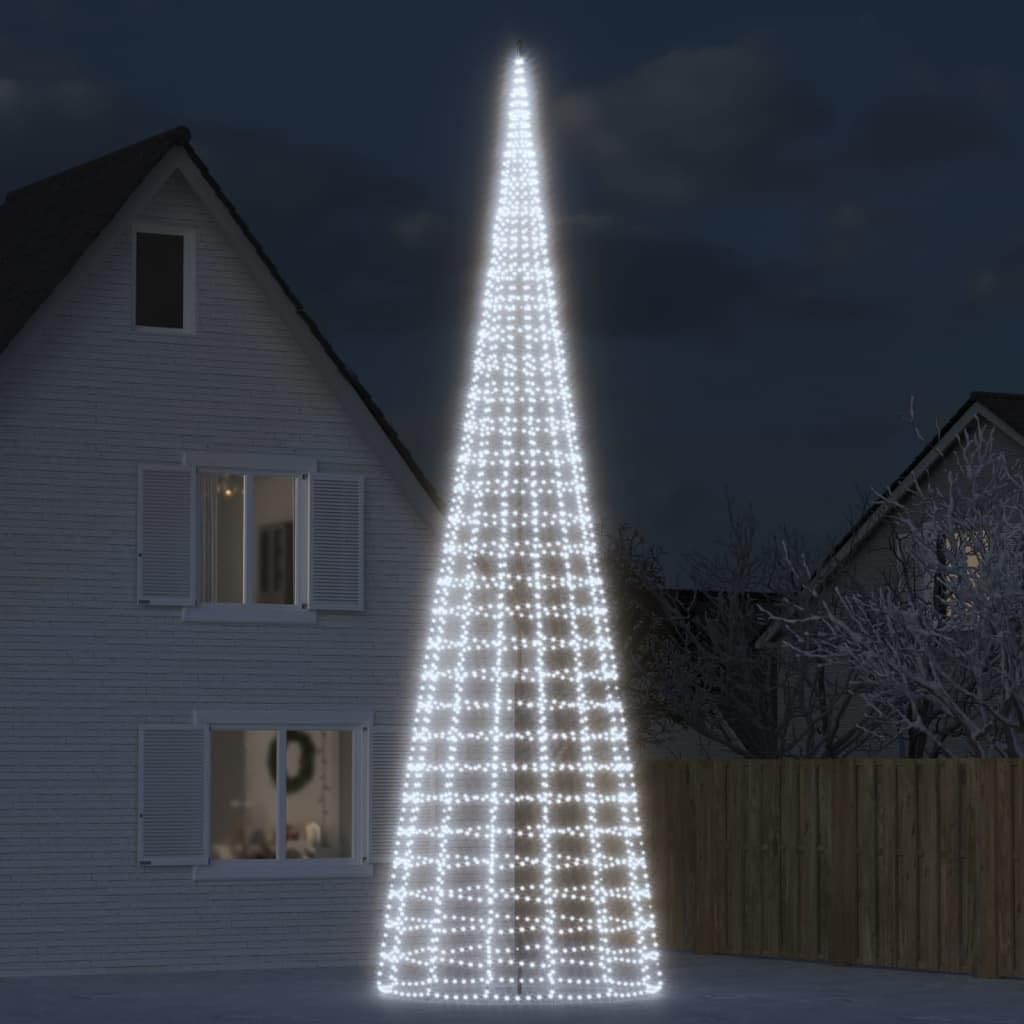 Árbol de Navidad luminoso para asta de bandera - 3000 LED blanco frío y altura de 800 cm - Estructura de cobre y hierro - Decoración navideña exterior