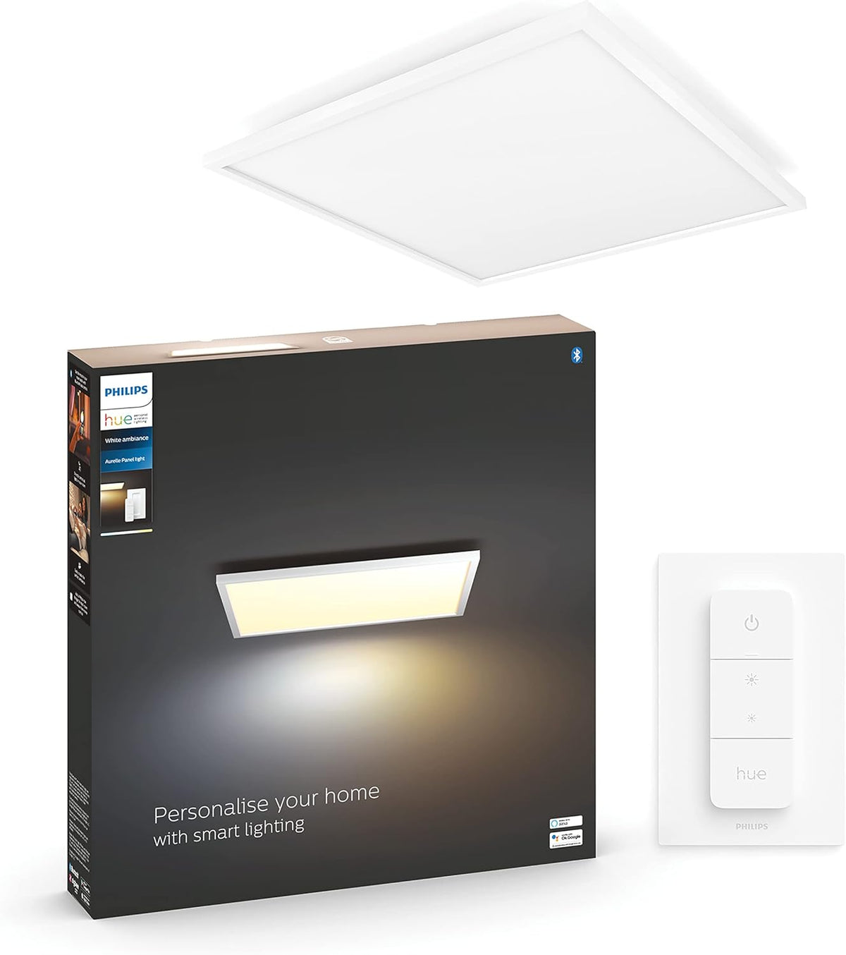 Philips Hue Aurelle - Panel LED inteligente de 39 W y 3750 lúmenes - Luz blanca de cálida a fría en formato 60 x 60 cm - Compatible con Alexa y Google Home