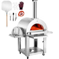 VEVOR horno de pizza exterior de combustible dual - Pellets y gas con piedra gruesa de cordierita - Capacidad para pizza de 22 pulgadas - 152 x 91,5 x 183 cm para cocina exterior