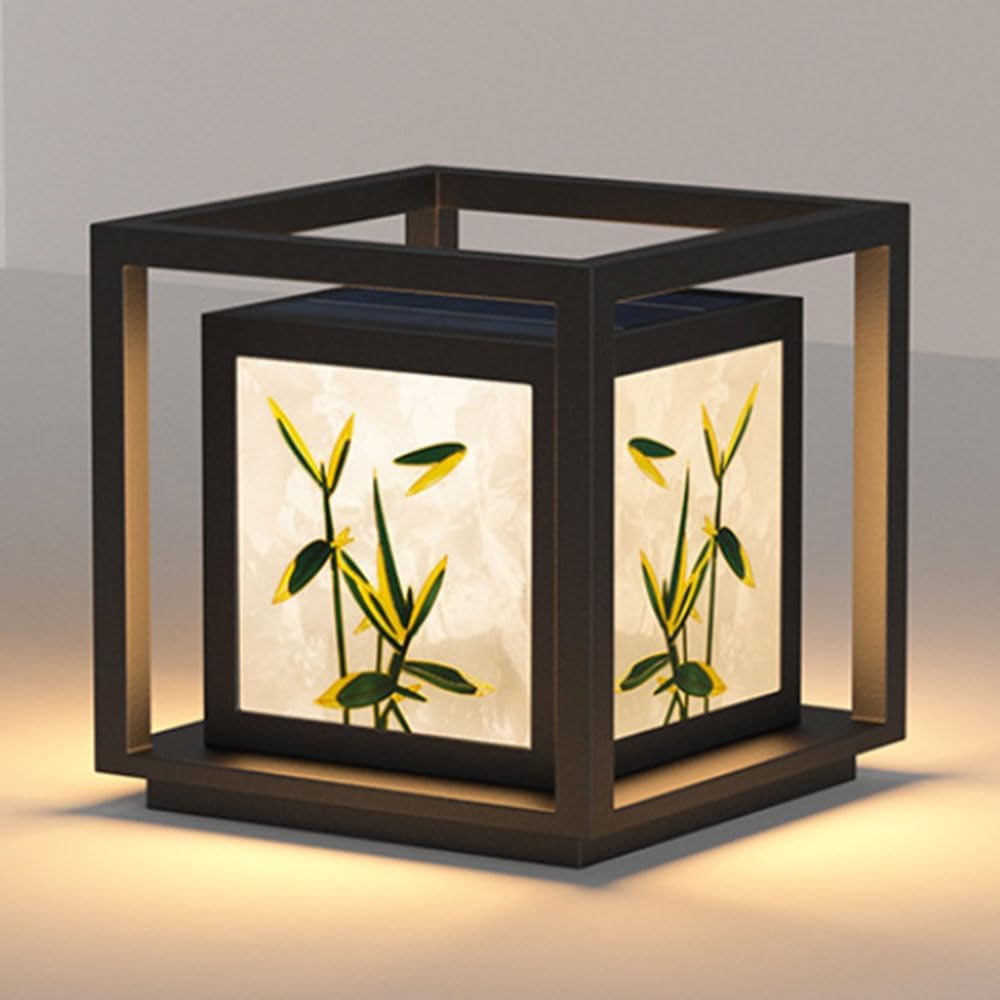 Farola de jardín estilo granja - Pilar de 1 luz con acabado negro y pantalla esmaltada - Diseño moderno impermeable para exterior - Para portón jardín patio y entrada