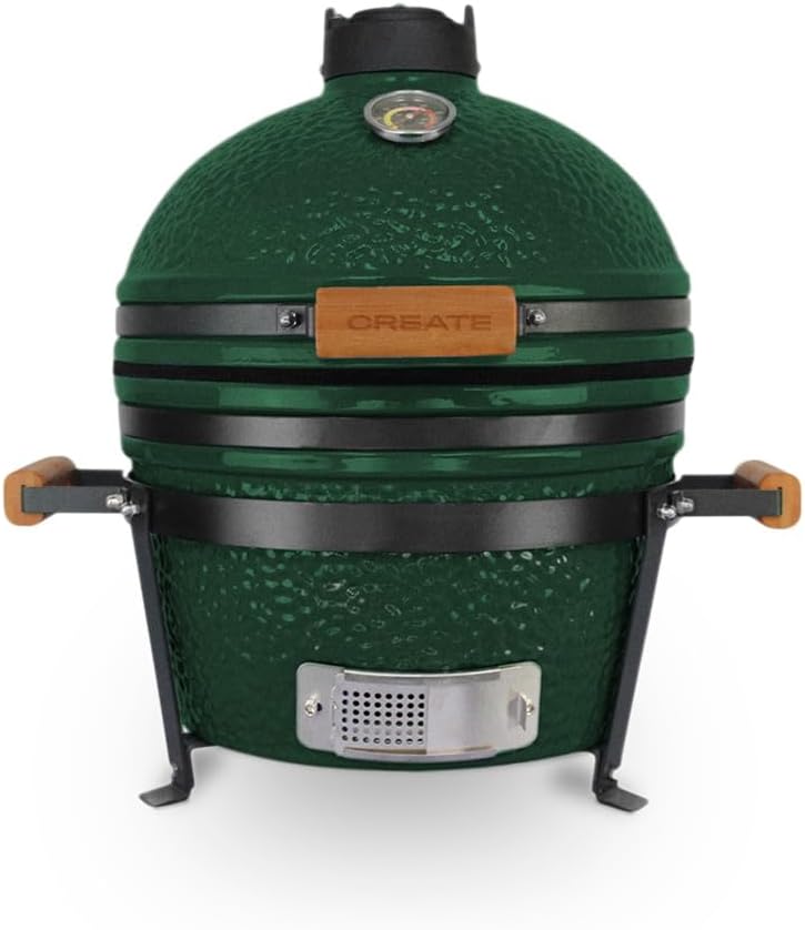 CREATE BBQ KAMADO - Barbacoa ahumadora de cerámica de 16 pulgadas - Regulador de temperatura y 2 entradas de ventilación - Para asar ahumar y cocinar con carbón