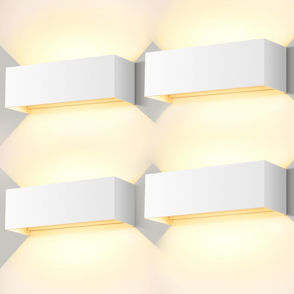 ledmo pack de 4 apliques LED - 30 W con luz cálida de 3000 K - Ángulo ajustable de 0 a 120 grados y protección IP65 - Para balcón jardín patio entrada y dormitorio
