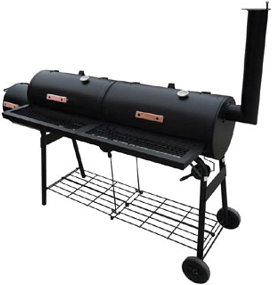 vidaXL Nevada XL barbacoa ahumadora - Metal negro de 173 x 51 x 132 cm - Funciona con carbón y leña para barbacoa y ahumado - Smoker exterior de 38,5 kg