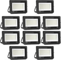 Pack de 10 focos LED exterior de 300 W - Flujo de 30000 lm y luz blanca fría de 6500 K - Metal y vidrio con protección IP65 - Para hogar patio y exterior