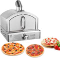 Horno de pizza a gas de 12 pulgadas - Acero inoxidable para encimera con piedra para pizza - Propano y válvula reguladora - Portátil para barbacoa y cocina exterior