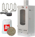 ITA 7012 ahumador eléctrico de 81 cm - Armario de acero aleado con ventana y chimenea - Calefacción eléctrica y 3 estantes - Para carne pescado y ahumado doméstico