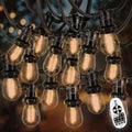 Guirnalda LED exterior - 100 m con 100 bombillas E27 de filamento ámbar y 2700 K - Brillo regulable con mando a distancia - 230 V para jardín terraza fiesta y eventos