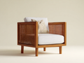 Sillones de ratán sillón ratán y madera 85x80x75 cm - marrón y beige - con reposabrazos - diseño moderno