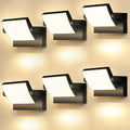 Pack de 6 apliques LED de pared - 40 W y 4000 lúmenes con luz cálida de 3000 K - Panel giratorio y protección IP65 - Para jardín entrada balcón camino y garaje