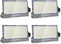 Loyal pack de 4 focos LED exterior de 600 W - Flujo de 60000 lm y luz blanca fría de 6000 K - Aluminio y metal con protección IP66 - Para jardín garaje camino pared y techo