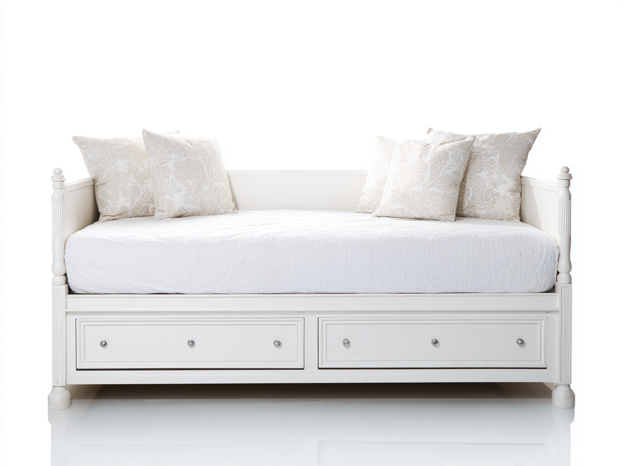 Sofás cama de madera 200x90x90 cm blanco - diseño clásico con cajones