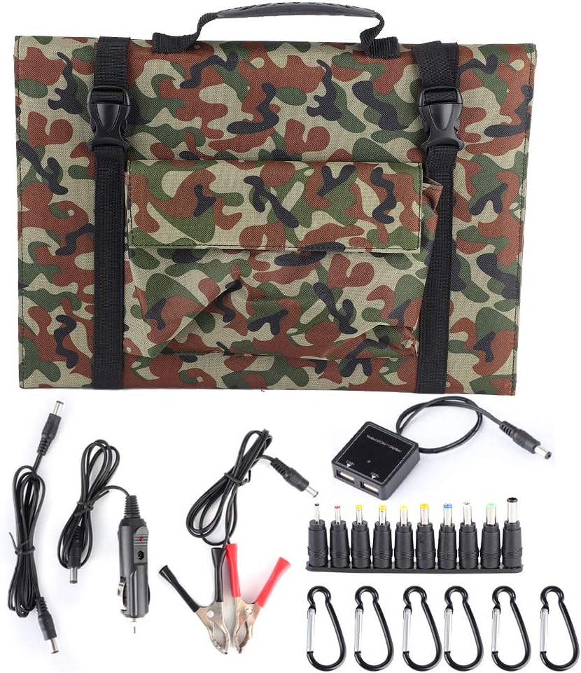 Cargador solar portátil - Panel plegable monocristalino de 120 W - Formato de 46,1 x 16,5 pulgadas y construcción impermeable - Para camping senderismo viajes y exterior