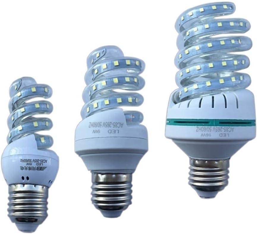 Pack de 20 bombillas LED E27 de 40 W - Luz blanca fría con LED 2835 SMD - Diseño espiral para iluminación doméstica - Alimentación de 85 a 265 V