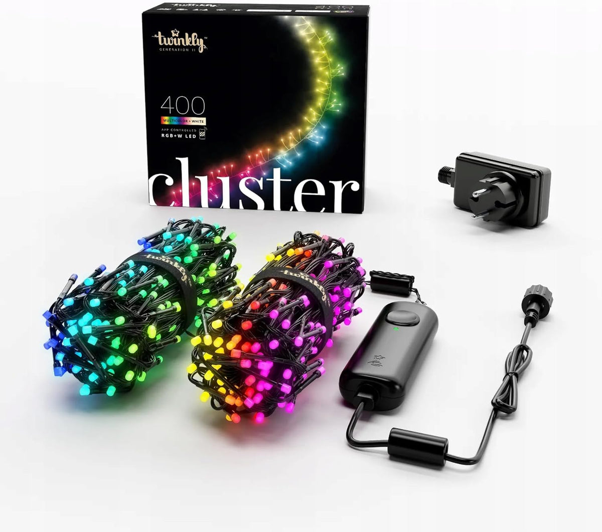 Twinkly Cluster guirnalda inteligente - 400 LED RGB y blanco de alta densidad - Protección IP44 y control por aplicación - Compatible con HomeKit Alexa y Google Home