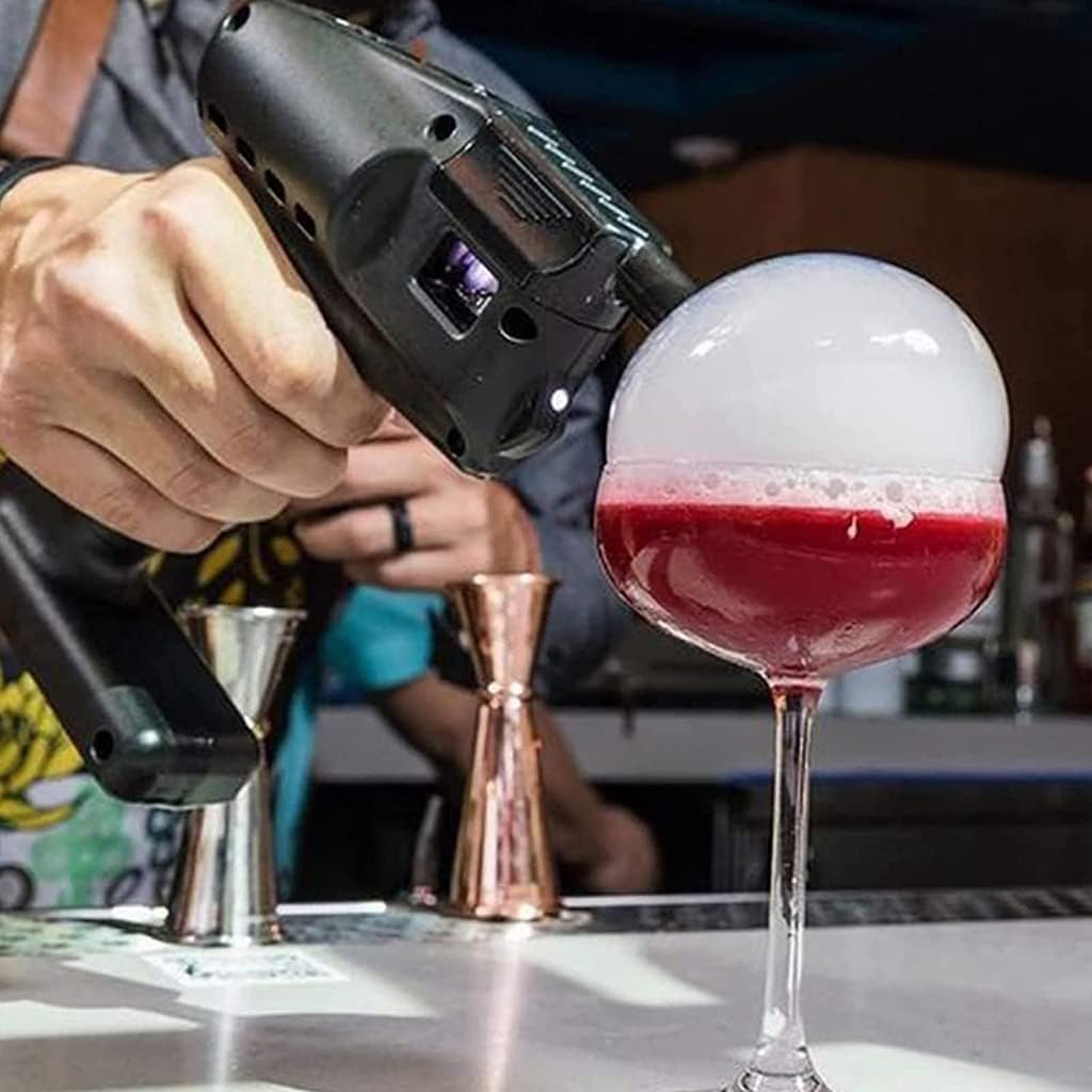 Pistola de humo para cócteles - Generador eléctrico de humo frío con burbujas - Incluye líquido de burbujas y aceite esencial - Kit manual para bebidas