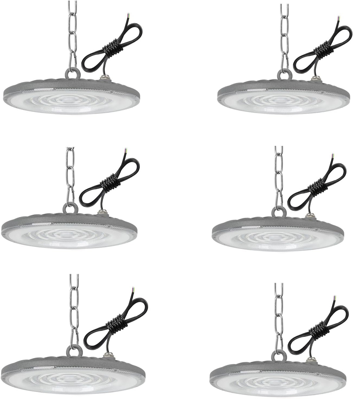 Pack de 6 focos LED UFO industriales - 200 W y 20000 lúmenes con luz de 6500 K - Protección IP65 y cuerpo de aluminio - Para fábrica almacén garaje taller y centro logístico
