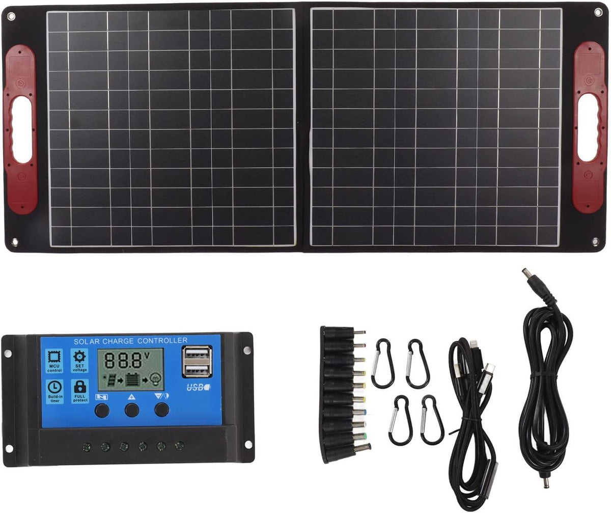 Kit de panel solar plegable - 80 W y 18 V con controlador de 40 A - Células monocristalinas y protección IP65 - Para camping senderismo y actividades al aire libre