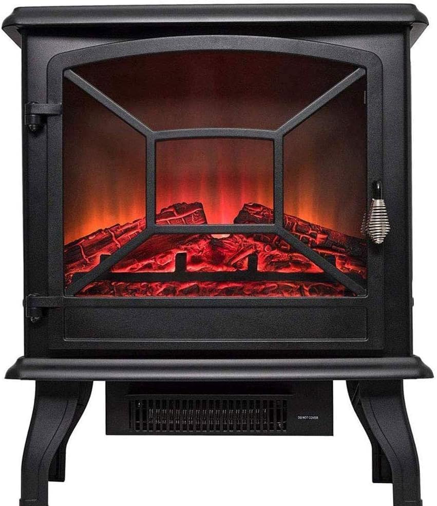 Chimenea eléctrica portátil - Calentador de 1600 W con efecto de llama 3D - 2 niveles de calor y acabado blanco - Para salón dormitorio oficina y calefacción interior
