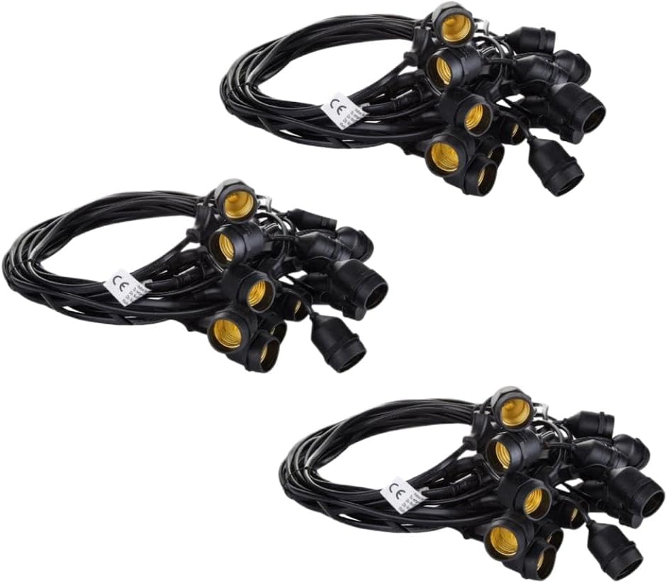 Guirnalda exterior E27 de 30 m - Cable decorativo impermeable de grado comercial - Alimentación por cable para uso prolongado - Para Navidad fiesta jardín patio y eventos
