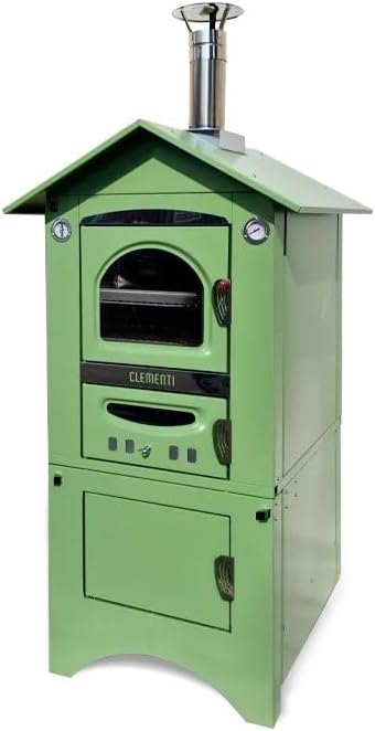 Clementi Smart horno de leña exterior - Cámara de 45 x 80 cm en verde pastel - Diseño ventilado independiente de 280 kg - Para pizza pan asados y cocina exterior