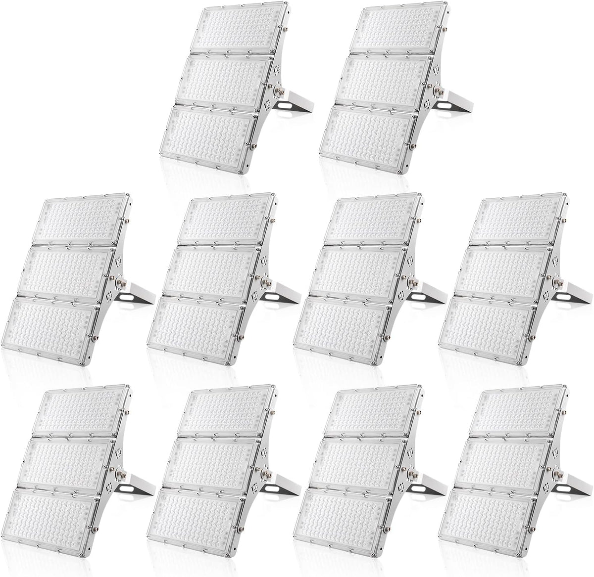 Viugreum pack de 10 focos LED exterior de 300 W - Flujo de 30000 lm y luz blanca fría de 6500 K - Aluminio ultrafino con protección IP66 - Para jardín taller y garaje