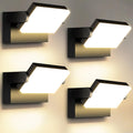 Kingwen pack de 4 apliques LED - 40 W con luz cálida de 3000 K y giro de 360 grados - Aluminio con protección IP65 - Para jardín balcón garaje terraza y pasillo