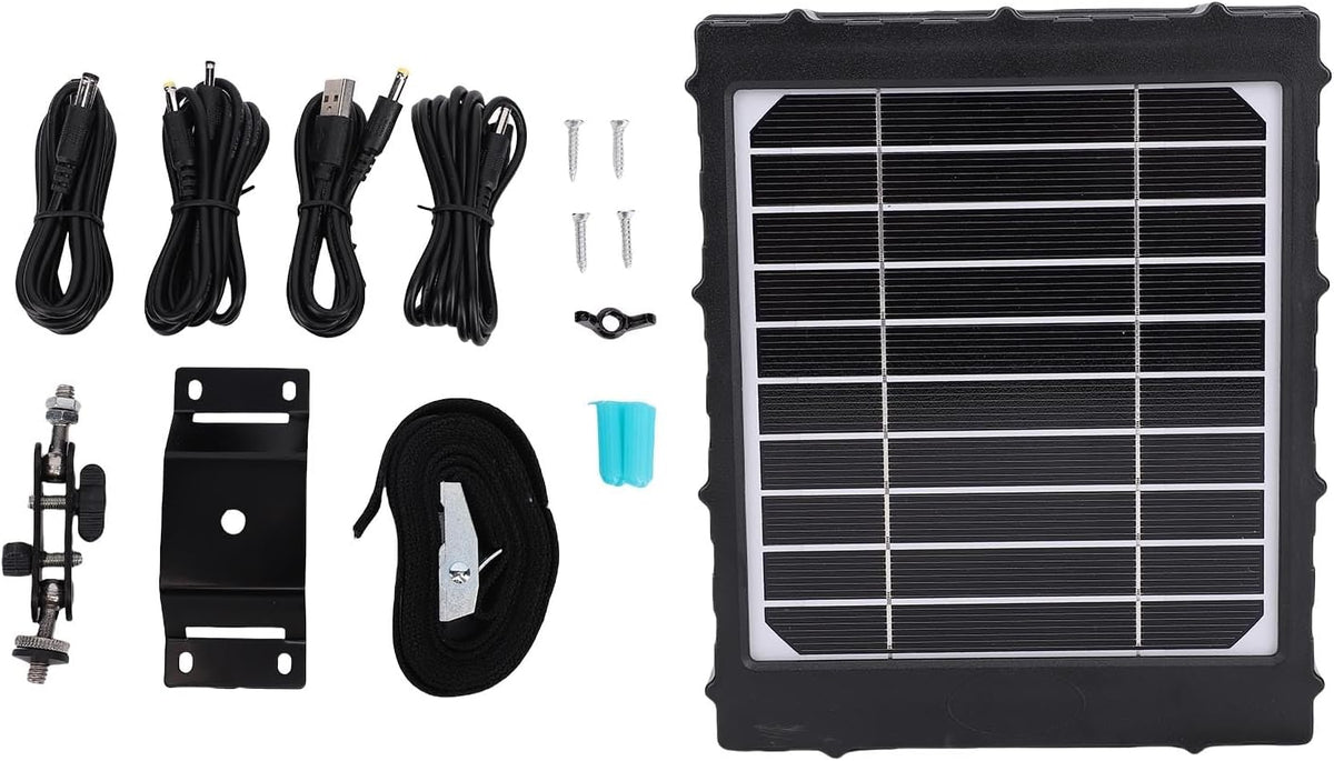 Tissting panel solar con batería de 8000 mAh - Panel monocristalino con protección IP66 - Puertos USB y formato de 188 x 157 x 28 mm - Para cámara de caza y fotografía exterior