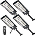 Pack de 4 farolas solares de 800 W - 791 LED con luz fría de 6500 K - Sensor de movimiento mando y 3 modos con protección IP65 - Para aparcamiento jardín y garaje