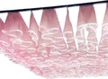 Tira luminosa de techo para fiestas de 50 m - Gasa rosa con luz blanca y pliegues de 70 cm - Material sintético de fácil instalación - Para bodas cumpleaños y pedidas de mano