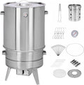 AREBH ahumador de barril - Acero inoxidable con diámetro de 50 cm - Cocción de 360 grados con termómetro y recipiente para cenizas - Barbacoa de carbón para jardín y exterior