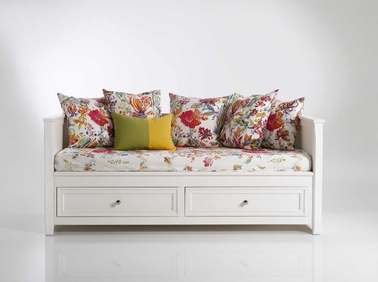 Sofás cama de madera 200x90x82 cm - blanco-multicolor - diseño clásico con cajones
