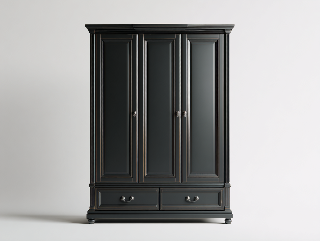 Armarios de madera 150x55x200 cm - negro - diseño clásico con cajones