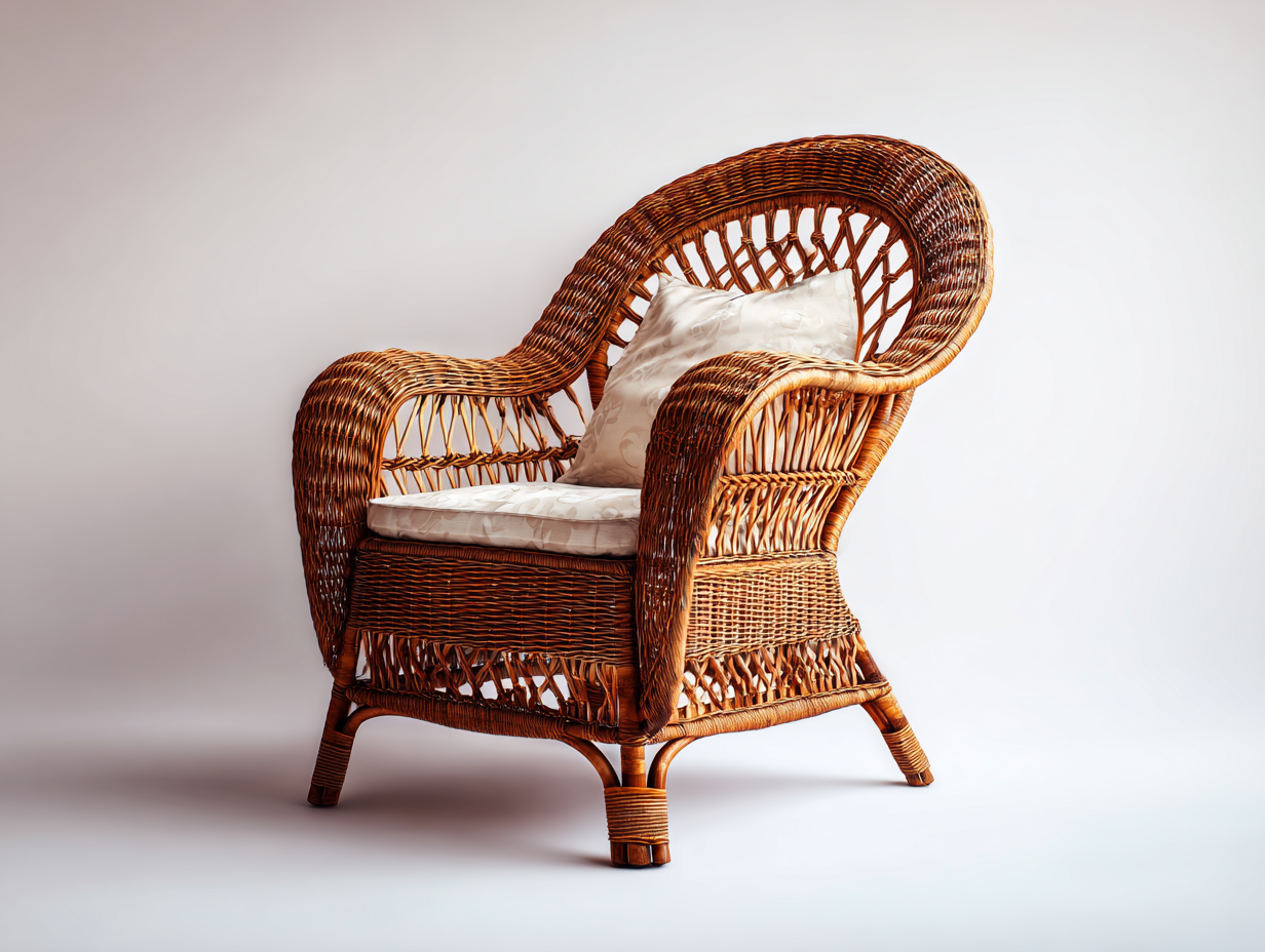 Sillones de ratán marrón 82x76x88 cm para salón y terraza - Diseño clásico artesanal