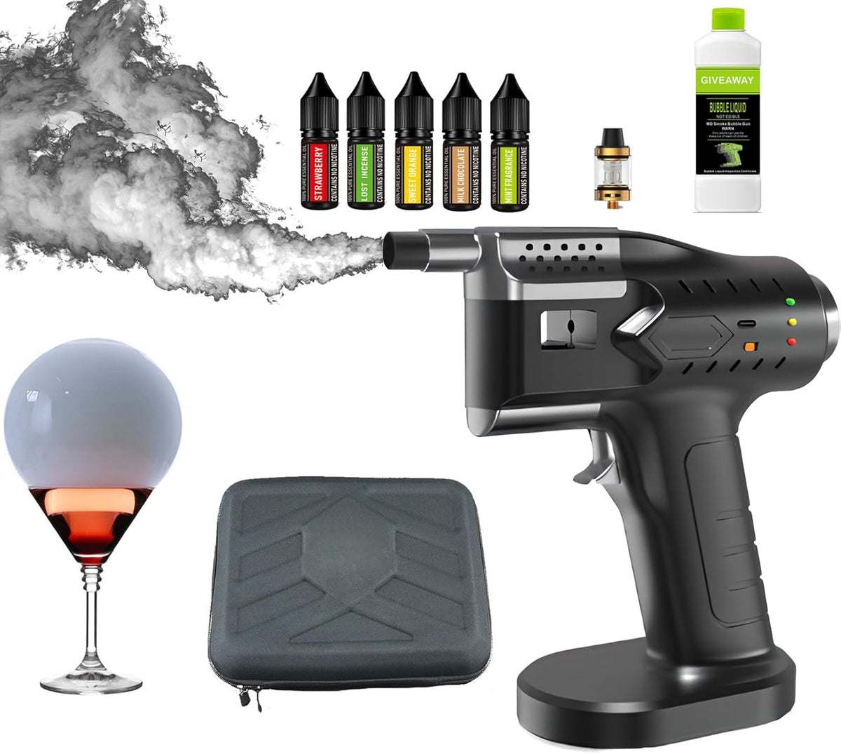 Pistola ahumadora de alimentos - Funcionamiento con pilas y sistema eléctrico - Acero inoxidable para infusión de humo - Para cócteles carnes aperitivos y cocina creativa