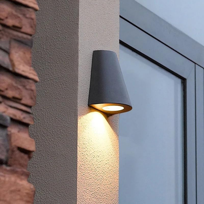 Aplique LED moderno para exterior - Lámpara mural impermeable con bombilla incluida - Alimentación por cable y diseño para pared - Para porche jardín balcón patio y entrada
