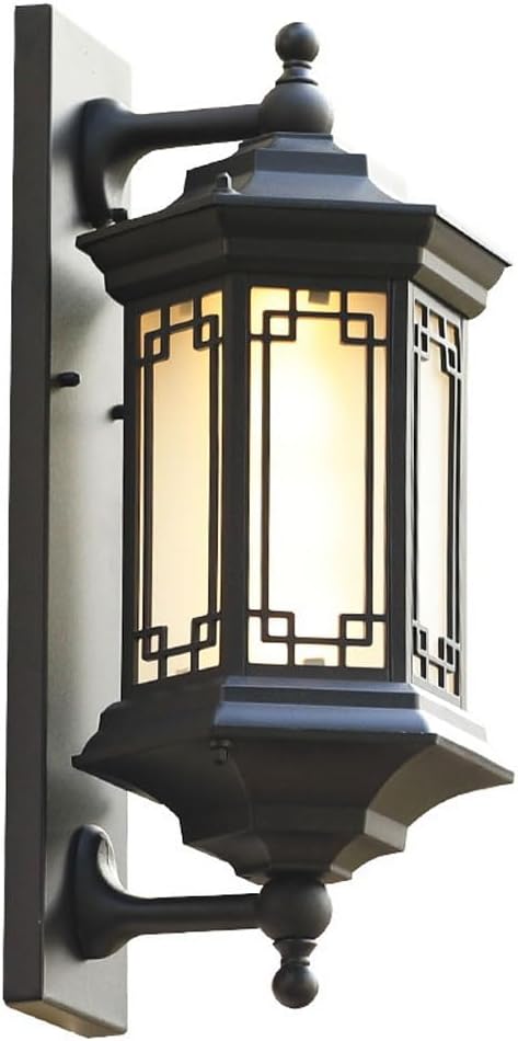 Aplique de pared exterior chino antiguo - Metal con estilo rústico vintage - Protección IP65 y bombilla incluida - Para porche jardín entrada y fachada exterior