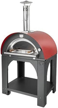 Clementi Pulcinella - Horno de pizza de leña con cámara de 80 x 60 cm - Diseño independiente rojo rubí de 87 x 140,5 x 200 cm - Para jardín terraza y cocina exterior