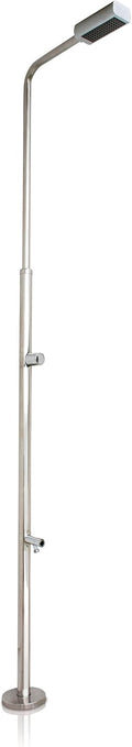 Gre DAI43F - Ducha exterior para piscina y jardín - Acero inoxidable plateado con 1 chorro - Instalación mediante anclaje al suelo y conexión de agua - Diseño elegante y compacto