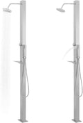 Festnight ducha exterior - Columna de acero inoxidable de 10 x 6,5 x 210 cm - Montaje en suelo con un solo mando - Para jardín patio piscina y zonas de baño exteriores