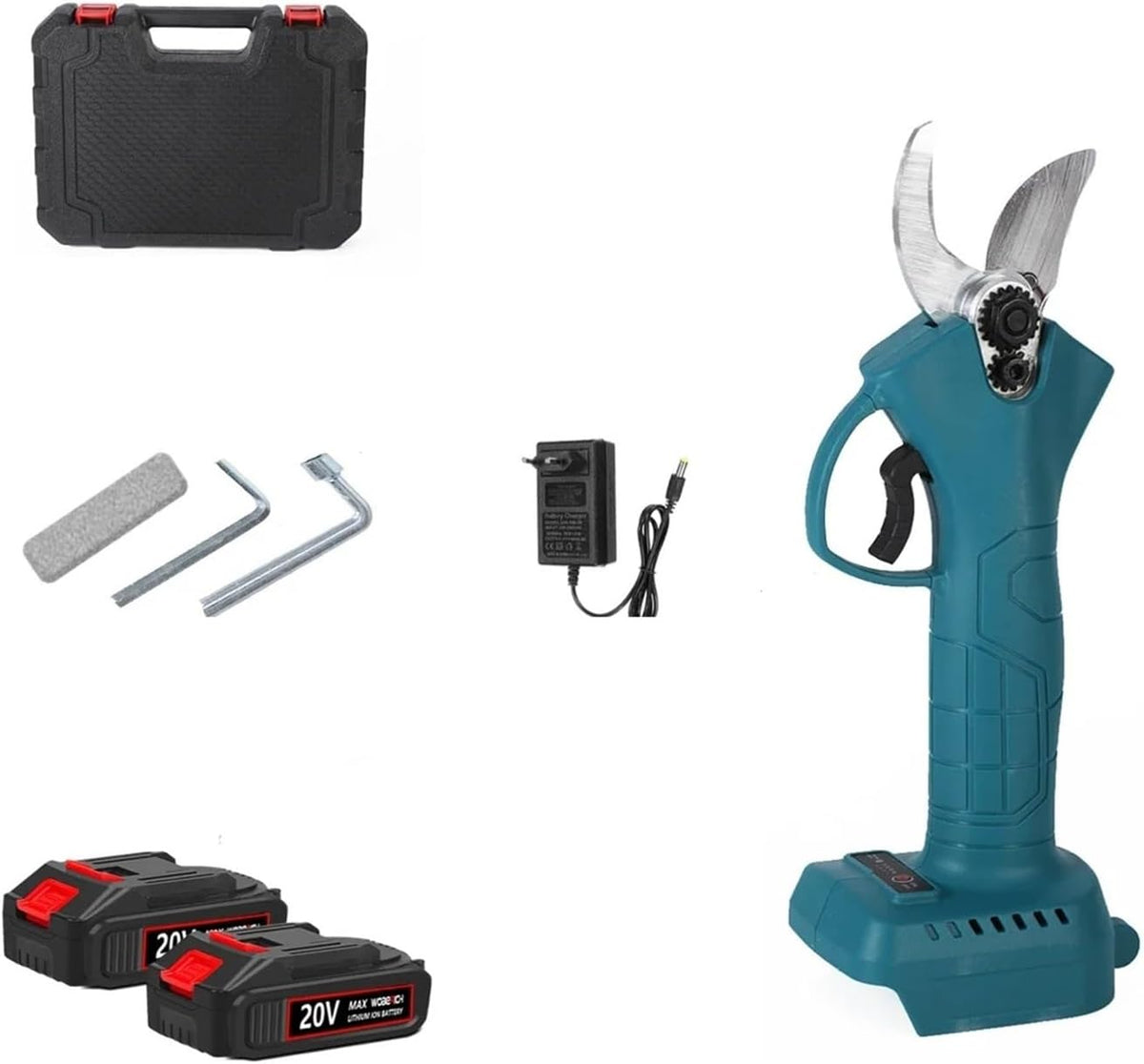VXDEFP podadora eléctrica inalámbrica de 4 velocidades - Motor sin escobillas para corte de ramas - Incluye 2 baterías pequeñas - Para bonsái árboles frutales y jardín