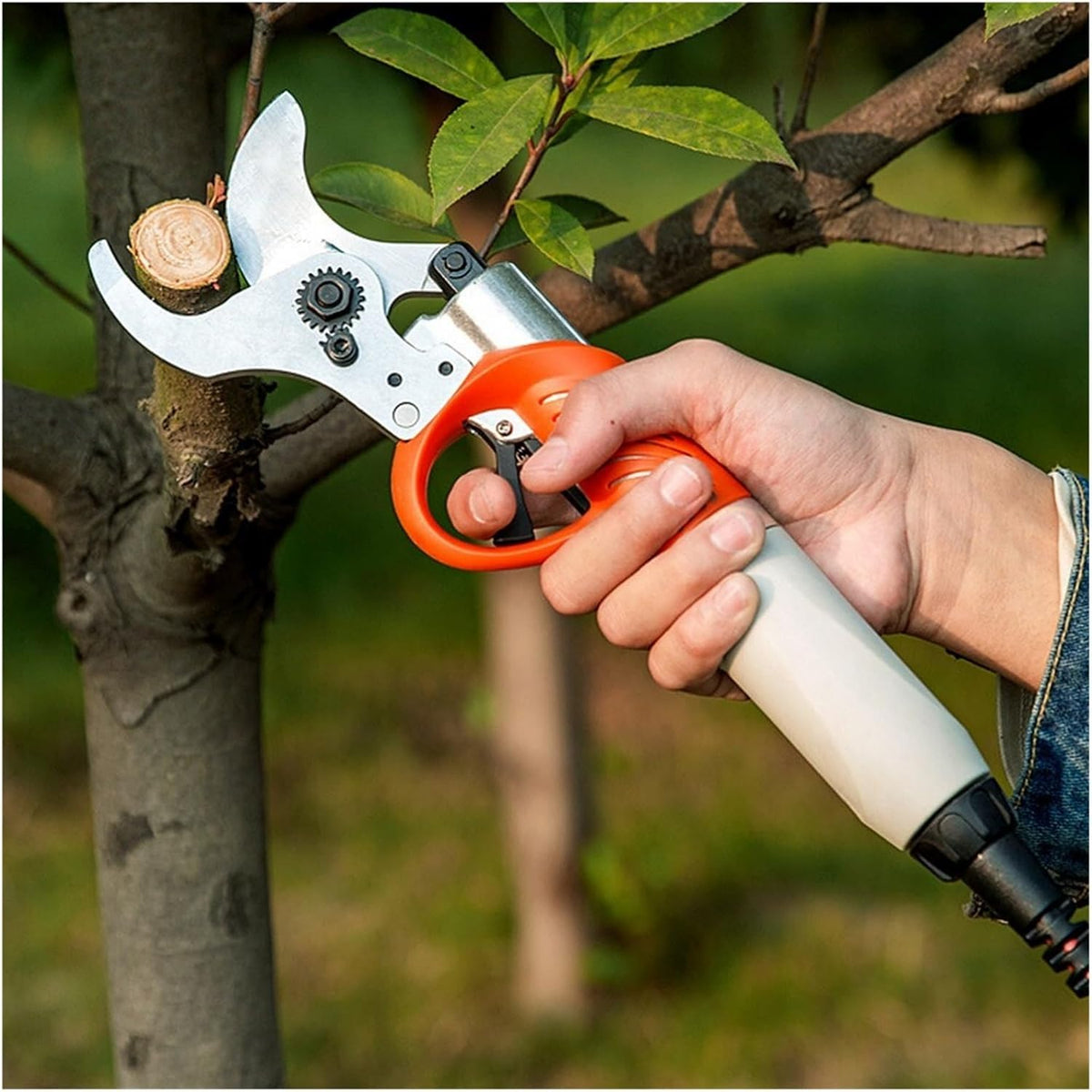 VXDEFP tijeras de podar eléctricas - Corte de hasta 45 mm con potencia de 450 W - Batería de litio de 4400 mAh y diseño inalámbrico - Para huerto jardín y árboles frutales