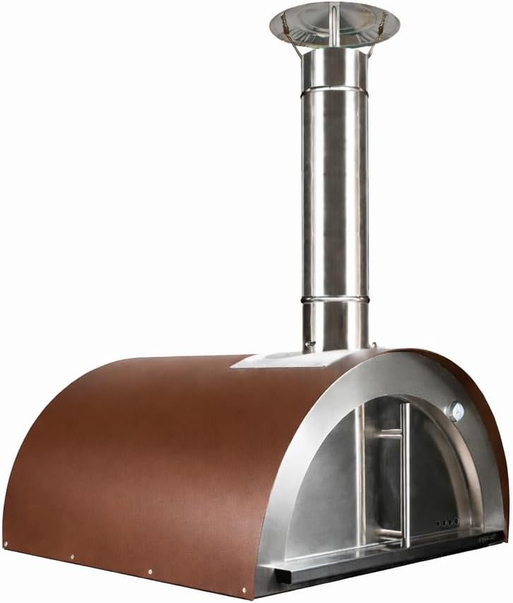MF Chef Junior horno de leña exterior - Acero inoxidable con acabado imitación óxido - Asa resistente al calor y formato sin mesa - Para pizzas pan y cocina en jardín