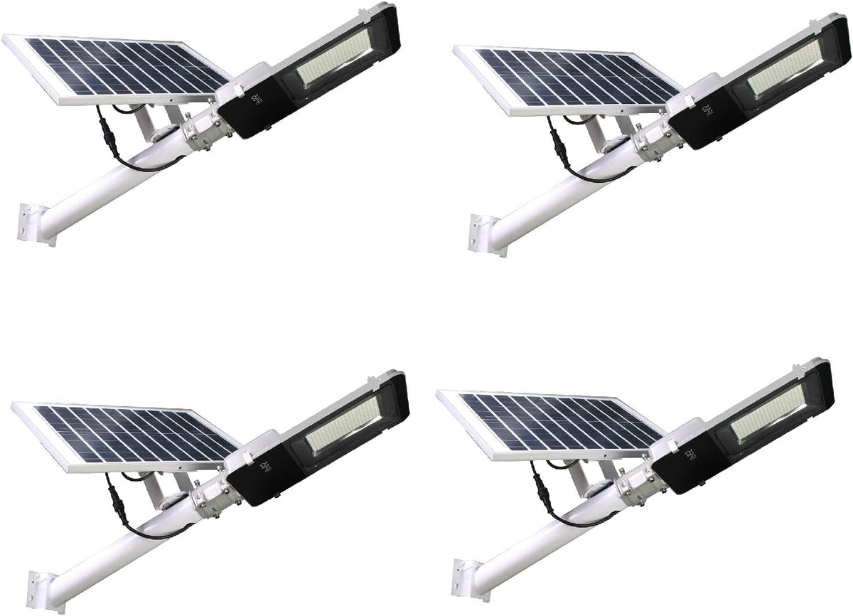 Jandei pack de 4 farolas solares LED - 2500 lúmenes con luz fría de 6000 K - Panel solar y mando a distancia incluidos - Protección IP65 para jardín patio camino y muro