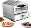 QFGain horno de pizza portátil a propano - Piedra de hornear de 30 cm y temperatura de hasta 380 C - Hornea y asa simultáneamente - Con termómetro y manguera de gas