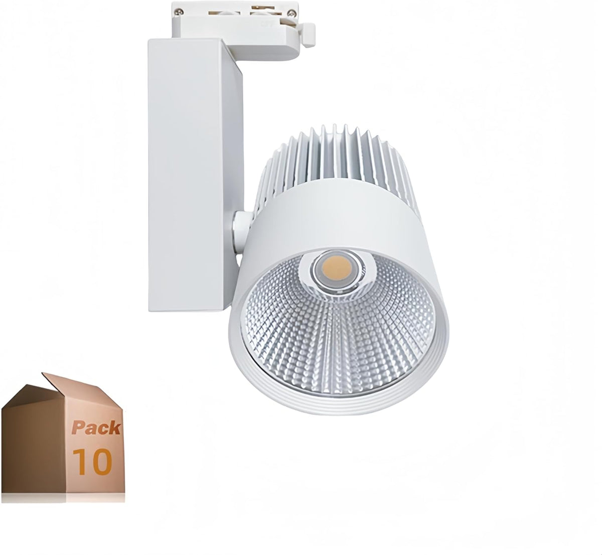 ONSSI pack de 10 focos LED de carril de 30 W - Luz blanca fría de 6000 K - Aluminio y cristal para carril monofásico - Para comercio salón e interiores