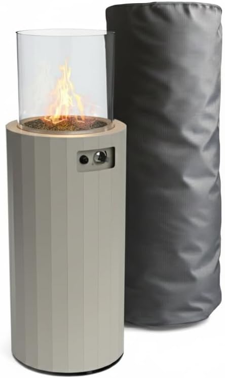 BINO chimenea de gas exterior - Calentador portátil de 27.000 BTU por hora - Estructura metálica de 37,5 x 37,5 x 102,5 cm - Para jardín terraza y zonas al aire libre