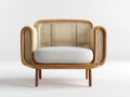 Sillones de ratán natural 78x76x78 cm marrón claro con cojín estilo moderno